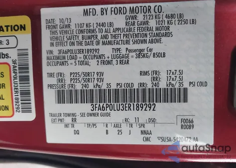 2014 Ford Fusion Se Hybrid from USA, damaged, VIN 3FA6P0LU3ER189292